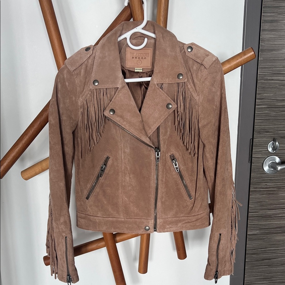 Blank NYC Tan Suede Fringe Jacket